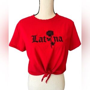 EUC VibeN Front Tie Latina T shirt Size XL